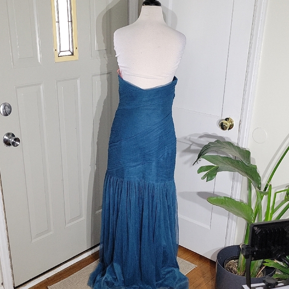 Monique Lhuillier Teal Strapless Evening Gown SZ 10 - Picture 4 of 7